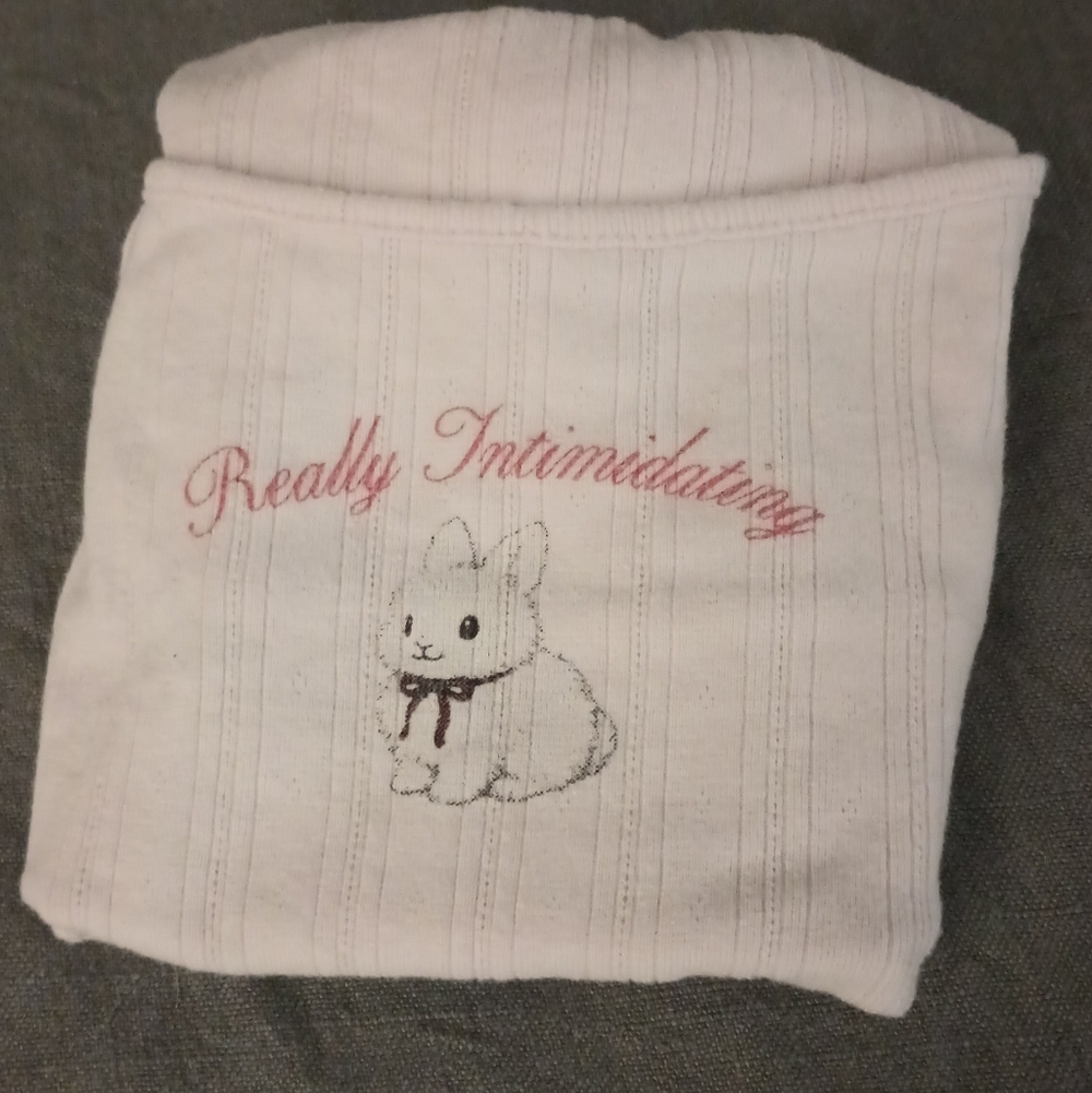 Forever 21 White Hoodie with Pink Script and Bunny